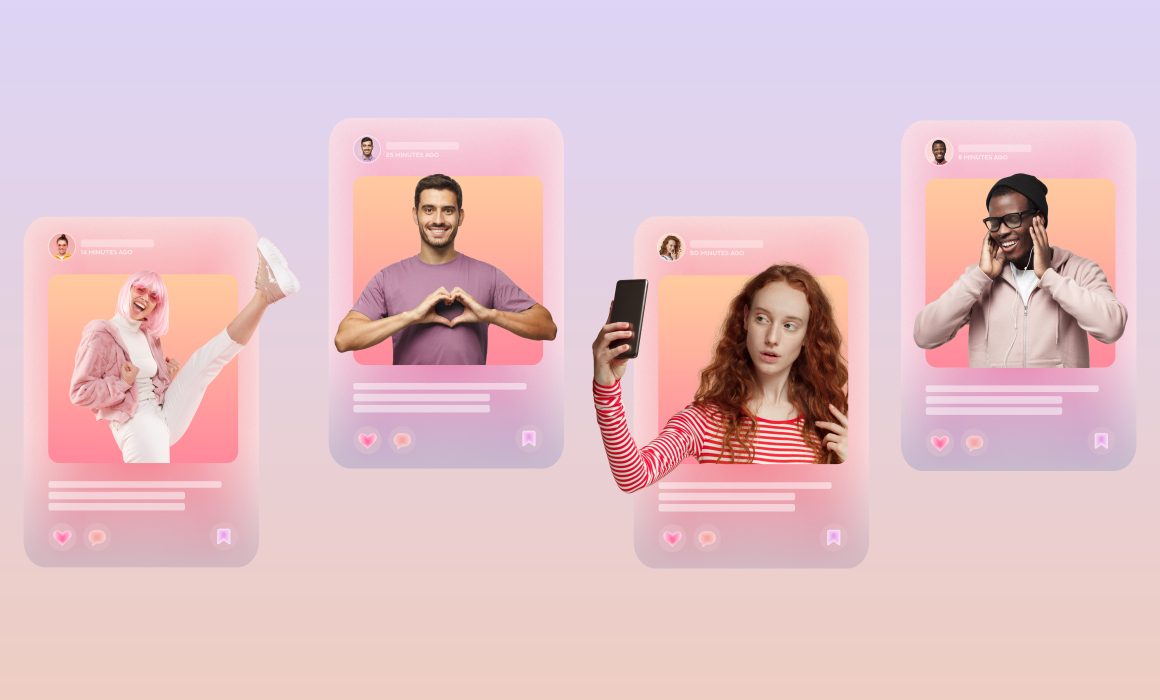 Collage aus vier Beiträgen im Social-Media-Feed verschiedener populärer Blogger, die über ihr tägliches Leben berichten
